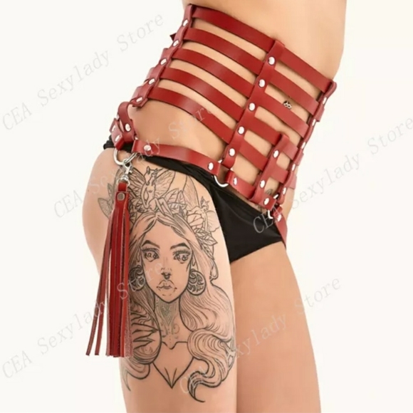 Tassel Temptress Leather Waist Garter - Picture 1 of 1